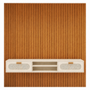 Ver imagem 2 de Rack com Painel Ripado TV até 75" 180cm Suspenso MDF Sala de Estar Quarto Estela Madeira:Off White/N