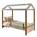 Ver imagem 2 de Cama De Casinha Montessoriano Infantil Com Led Eliz Branco Mel Divaloto