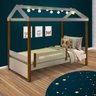 Cama De Casinha Montessoriano Infantil Com Led Eliz Branco Mel Divaloto - 1