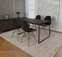 Ver imagem 1 de Mesa Industrial Base de Ferro Preto Tampo 137x90 Preto 4 Cadeiras Eames Madeira Assento Preto
