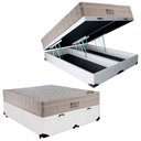 Ver imagem 1 de Cama Box Baú Casal Bipartido Sintético + Colchão Ortobom Airtech Molas Ensacadas 65x138x188 Branco