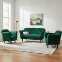 Ver imagem 2 de Kit Namoradeira + 2 Poltronas Decorativa Dália Bouclé Verde