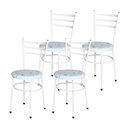 Ver imagem 1 de Conjunto 4 Cadeiras Epóxi Branca para Cozinha Assento Estampado Floral Areia