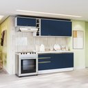 Ver imagem 1 de Armário de Cozinha Completa Garrafeiro 100% Mdf 260cm Branco/azul Profundo Celeste Kappesberg