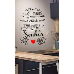 Adesivo de Parede Eu e Minha Casa Serviremos Ao Senhor:50 X 70 Cm - 1