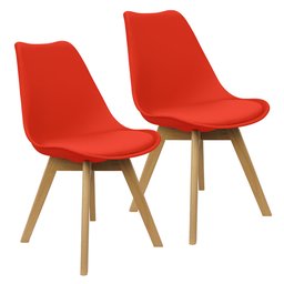 Kit 2 Cadeiras Charles Eames Leda Luisa Saarinen Design Wood Estofada Base Madeira - Vermelho - 1 Kit 2 Cadeiras Charles Eames Leda Luisa Saarinen Design Wood Estofada Base Madeira - Vermelho - 1