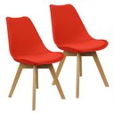 Ver imagem 1 de Kit 2 Cadeiras Charles Eames Leda Luisa Saarinen Design Wood Estofada Base Madeira - Vermelho