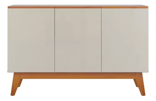 Aparador Armário Buffet Ares Lux 3 Portas C/ Base Em Madeira Off White - 3