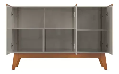 Aparador Armário Buffet Ares Lux 3 Portas C/ Base Em Madeira Off White - 6