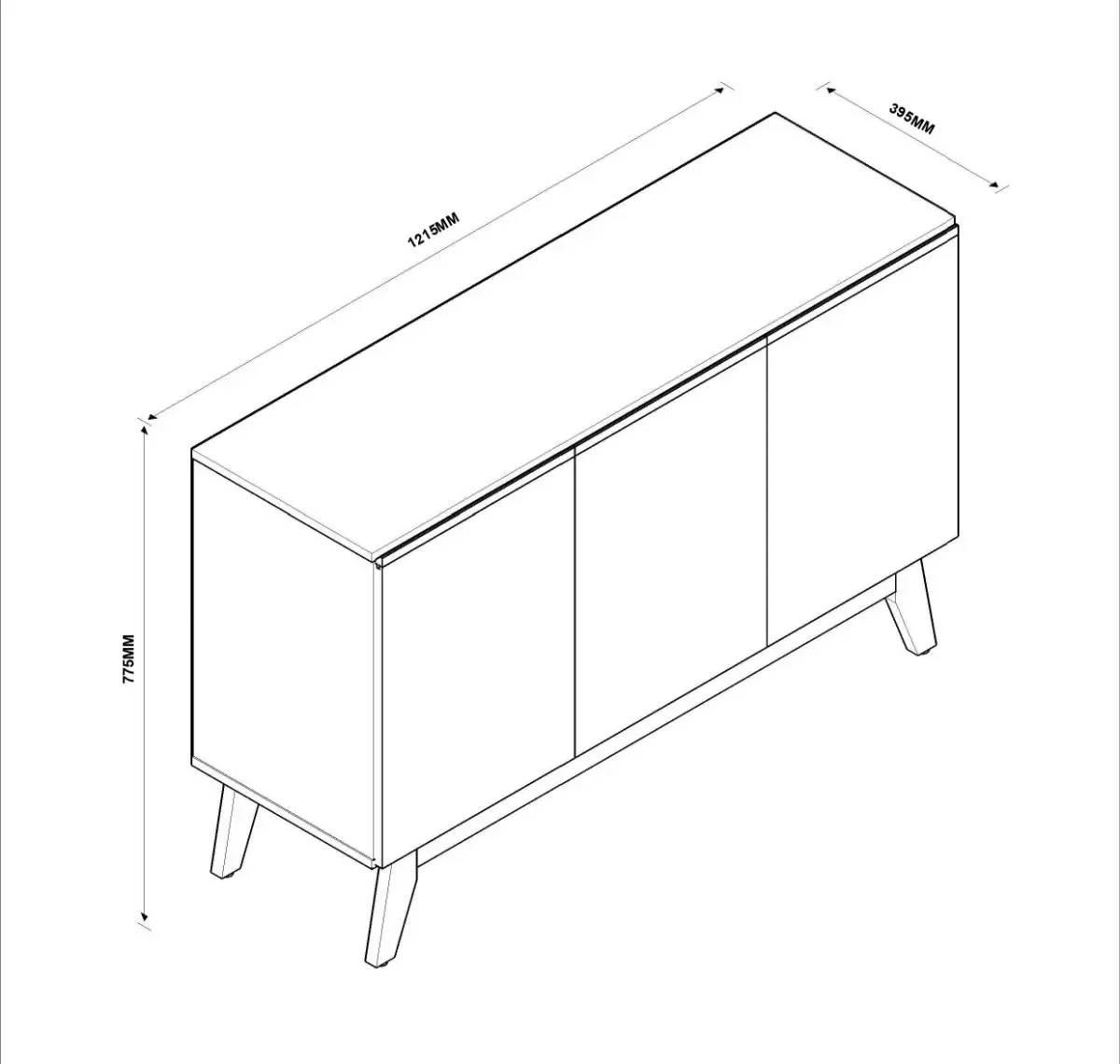 Aparador Armário Buffet Ares Lux 3 Portas C/ Base Em Madeira Off White - 8