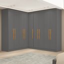 Ver imagem 1 de Guarda-Roupa Modulado de Canto com Puxadores MDF Paris Cinza/Onix