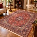 Ver imagem 2 de Tapete Persa Kashan Feito À Mão Vermelho e Azul 315x200cm