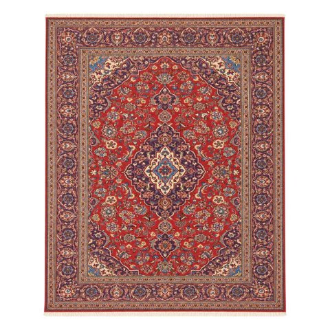 Tapete Persa Kashan Feito À Mão Vermelho e Azul 315x200cm