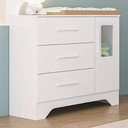 Ver imagem 1 de Cômoda Infantil Popy Retrô Peroba Branco 3 Gavetas 1 Porta