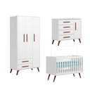 Ver imagem 2 de Jogo Quarto Infantil Q Encanto Retrô 3 Peças Berço Cômoda Guarda Roupa Qmovi