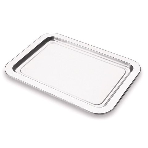 Bandeja Inox Multiuso Servir Café Organizador 25x34 Cm Casa Organização Multiuso Bar Decorativo