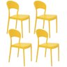Jogo 4 Cadeiras Plásticas Resistentes Empilháveis Tramontina Sissi Encosto Fechado Amarelo - 1