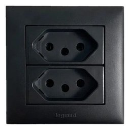 Tomada 2p+t 10a 250v B.automatica 1m+ Placa para Movel 2 Postos Preta - 618520pt Pial Plus+ - 1