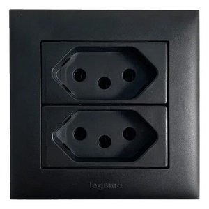 Tomada 2p+t 10a 250v B.automatica 1m+ Placa para Movel 2 Postos Preta - 618520pt Pial Plus+