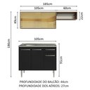 Ver imagem 4 de Armário de Cozinha Compacta 165cm com Pia Rustic/Preto Emilly Madesa 06