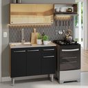 Ver imagem 1 de Armário de Cozinha Compacta 165cm com Pia Rustic/Preto Emilly Madesa 06
