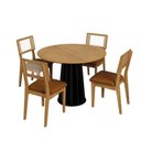 Ver imagem 2 de Conjunto Sala de Jantar Mesa Redonda Nature com 4 Cadeiras Tela Sintética Freijó/preto/vermelho