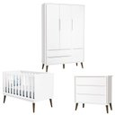 Ver imagem 1 de Quarto de Bebê Theo 3 Portas Branco Acetinado com Pés Amadeirado - Reller