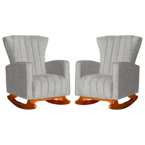 Conjunto 2 Poltronas Estofadas de Balanço Melinda Linho Bege - LM DECOR