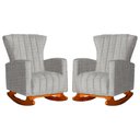 Ver imagem 1 de Conjunto 2 Poltronas Estofadas de Balanço Melinda Linho Bege - LM DECOR
