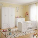 Ver imagem 5 de Quarto Infantil 4 Portas Americano e Berço Multifuncional Atlanta Ambiente Branco Fosco - Reller