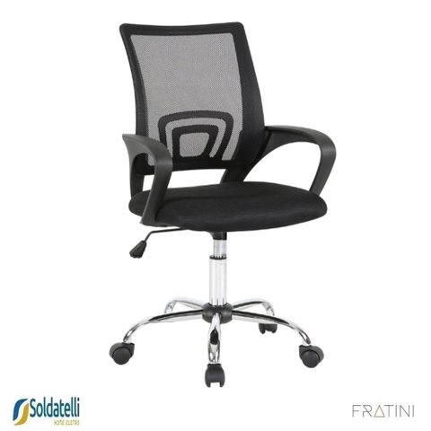 Cadeira Office Giratória Manchester Light Pp Preta Braços Fixos - Fratini
