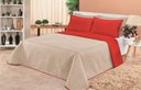 Ver imagem 2 de Cobre leito Cobertor 2 travesseiros quarto casal 2,60x2,40: Bege vermelho