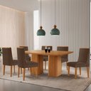 Ver imagem 1 de Mesa de Jantar Eloise 180cm Tampo Mdf Laminado com 6 Cadeiras Lisboa Moderna Mobília
