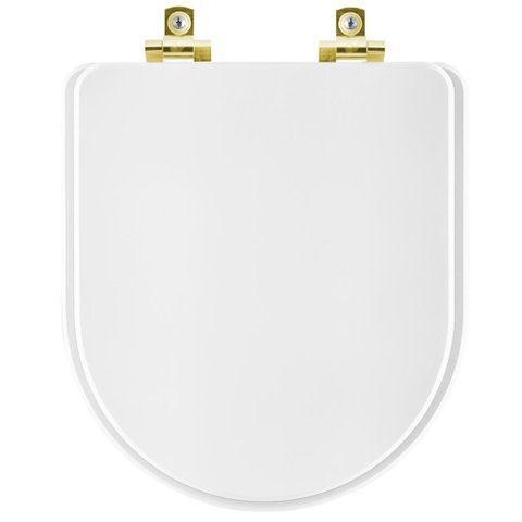 Assento Sanitário Soft Close Meridian Branco para Vaso Roca com Ferragem Dourada