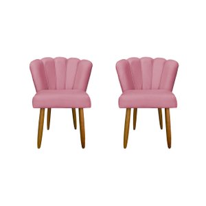 Kit 2 Cadeiras Flor para Quarto Penteadeira - Balaqui Decor Cor:rosa