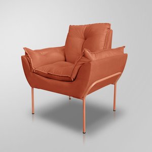 Poltrona Salão Luxo Terracota - Base Ferro Rose