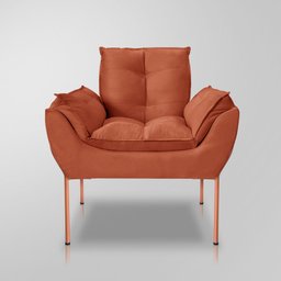 Poltrona Salão Luxo Terracota - Base Ferro Rose - 3