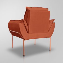 Poltrona Salão Luxo Terracota - Base Ferro Rose - 6