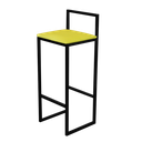 Ver imagem 4 de Jogo 2 Banqueta Alta Cozinha Bar Balcão Bistrô Industrial Preta Estofado Amarelo