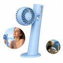 Ver imagem 2 de Ventilador Portatil Recarregavel USB Spray Agua Vento Forte Giratorio 90 Graus Azul Nebulizador Viag