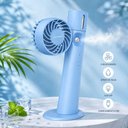 Ver imagem 3 de Ventilador Portatil Recarregavel USB Spray Agua Vento Forte Giratorio 90 Graus Azul Nebulizador Viag