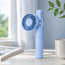 Ver imagem 1 de Ventilador Portatil Recarregavel USB Spray Agua Vento Forte Giratorio 90 Graus Azul Nebulizador Viag
