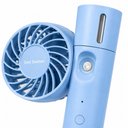 Ver imagem 5 de Ventilador Portatil Recarregavel USB Spray Agua Vento Forte Giratorio 90 Graus Azul Nebulizador Viag