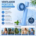 Ver mais imagens de Ventilador Portatil Recarregavel USB Spray Agua Vento Forte Giratorio 90 Graus Azul Nebulizador Viag