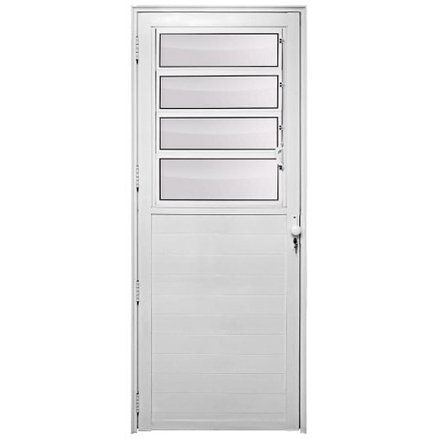 Porta de Giro Alumínio Branco Basculante Lambril 04V Maxx - 210x100 - Esquerda