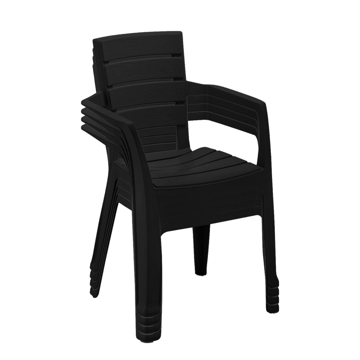 Conjunto 04 Cadeiras Plástica com Braços Baru - Preto