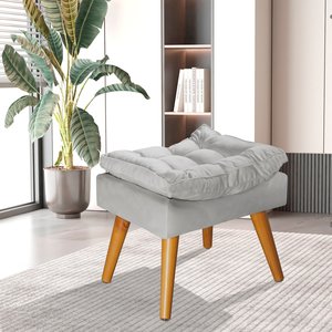 Puff Sênior Luxuoso Banco Apoio Pés Almofadado Penteadeira:cinza Suede