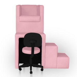 Kit Pedicure Cadeira Poltrona Escada Completo Corano Rose