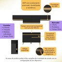 Ver imagem 2 de Armário de Cozinha Modulado com Bancada Veneza Multimóveis Mp2212 Preto/dourado
