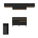 Ver imagem 6 de Armário de Cozinha Modulado com Bancada Veneza Multimóveis Mp2212 Preto/dourado